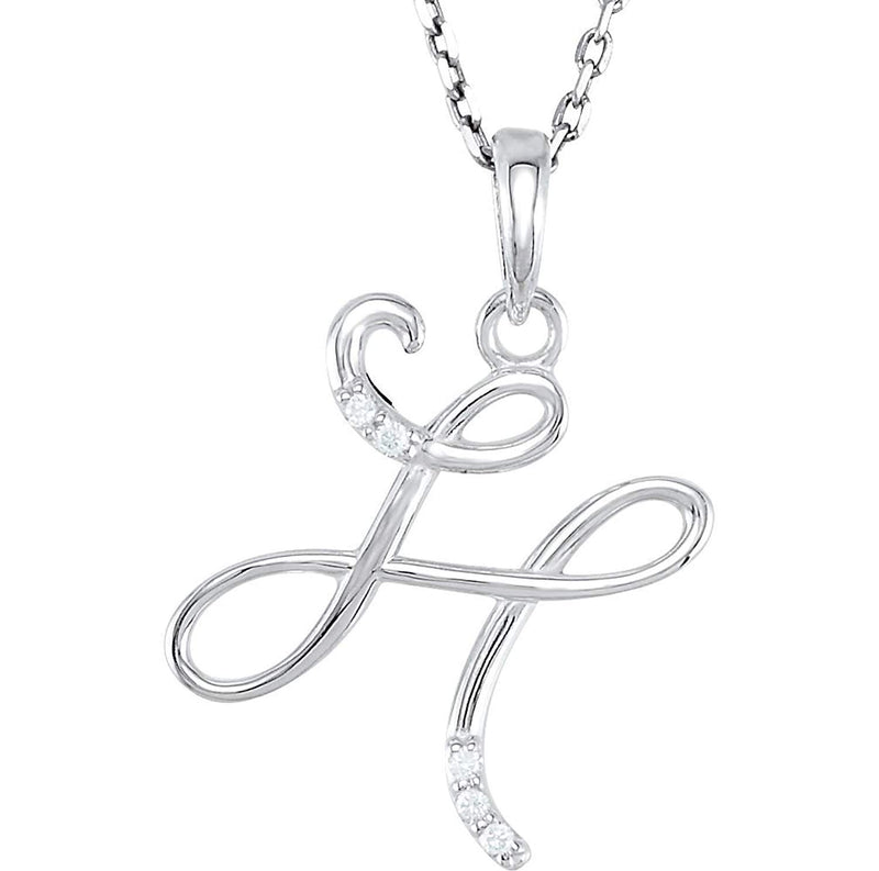 5-Stone Diamond Letter 'H' Initial 14k White Gold Pendant Necklace, 18" (.03 Cttw, GH, I1)