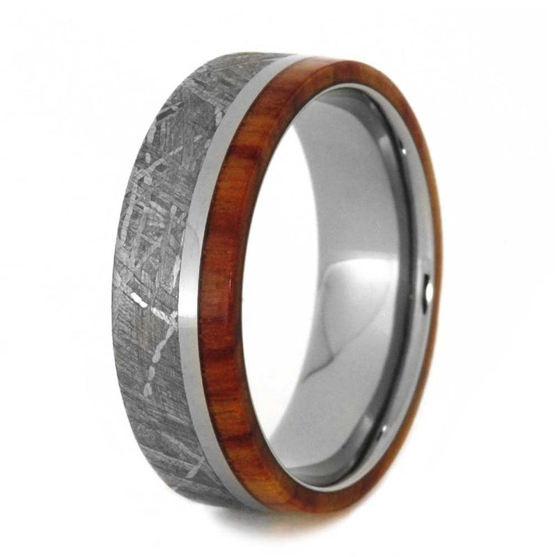 Gibeon Meteorite, Tulip Wood 7mm Comfort-Fit Titanium Wedding Band