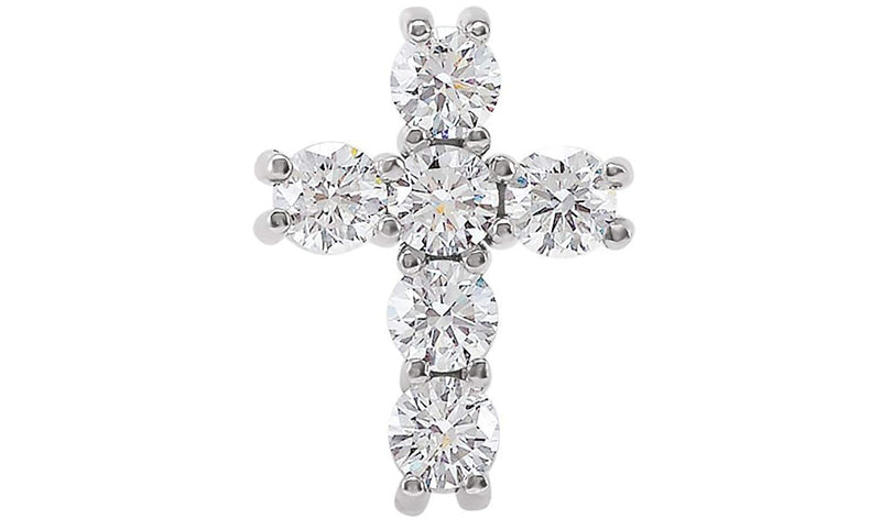 Diamond Cross Pendant, Rhodium-Plated 14k White Gold (1 Ctw, Color G-H, Clarity I1)