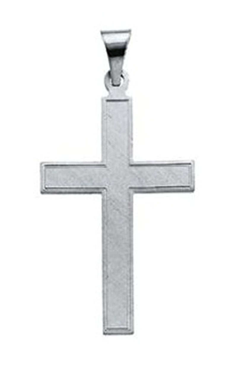 Inlay Cross Rhodium-Plated 14k White Gold Pendant (28X18MM)