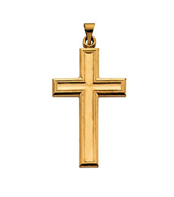 Combination Finish Cross 14k Yellow Gold Pendant