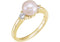 White Akoya Cultured Pearl and Diamond Ring, 14k Yellow Gold (6MM) (.16 Ctw, G-H Color, I1 Clarity)