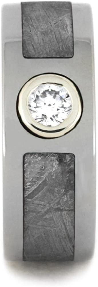 Diamond Gibeon Meteorite 9mm Comfort-Fit Polished Titanium Band, Size 8.25