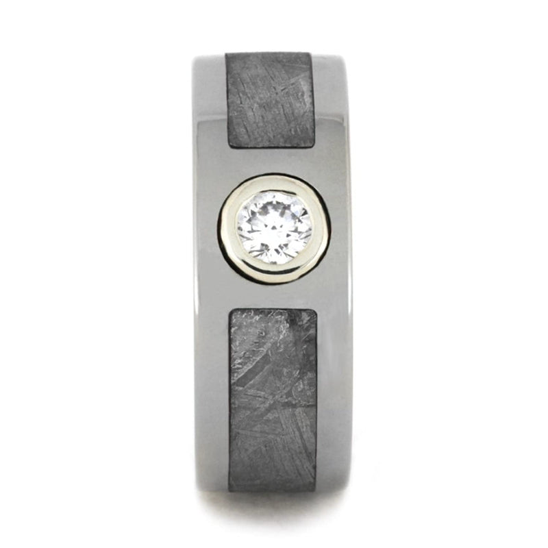 Diamond Gibeon Meteorite 9mm Comfort-Fit Polished Titanium Band