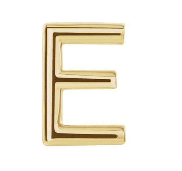 Initial Letter 'E' 14k Yellow Gold Stud Earring (Single Earring)