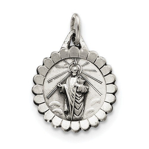 Sterling Silver St. Jude Thaddeus Medal (26X18MM)