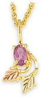 Petite Oval Amethyst Pendant Necklace, 10k Yellow Gold, 12k Green and Rose Gold Black Hills Gold Motif, 18"