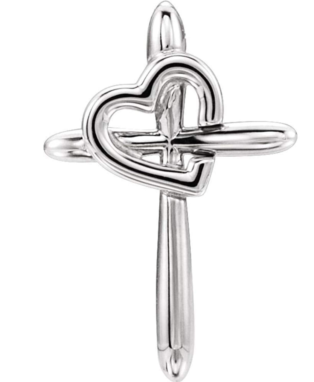 Platinum Cross with Heart Pendant (19.80X13.30)