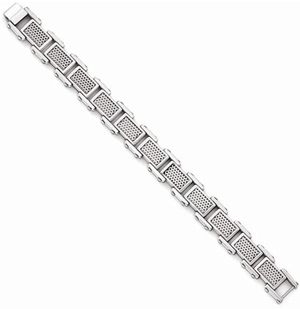 Men's Polished and Brushed Stainless Steel Bracelet, 8.5 Inches