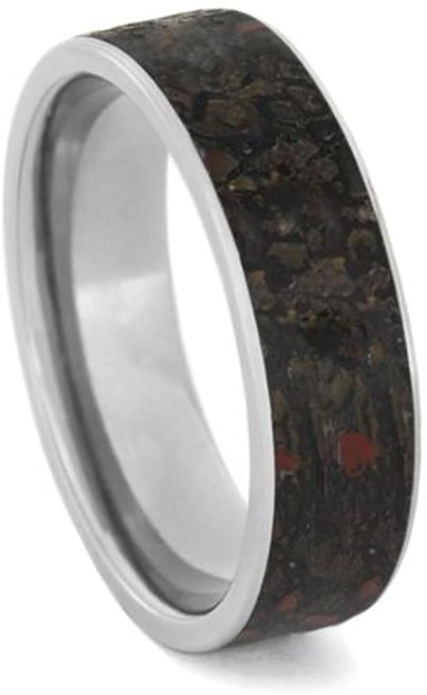 Dinosaur Bone 8mm Titanium Comfort-Fit Wedding Band, Size 4