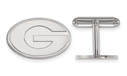 Rhodium-Plated Sterling Silver University Of Georgia Oval Cuff Links, 15X24MM