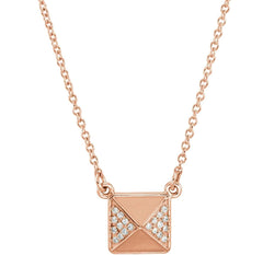 Diamond Pyramid 14k Rose Gold Pendant Necklace, 16" (.05 Cttw)