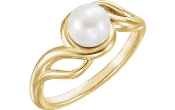 White Freshwater Cultured Pearl Ring, 14k Yellow Gold (7mm) Size 7.5