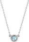 Aquamarine Solitaire Rhodium Plate 14k White Gold Pendant Necklace, 16"