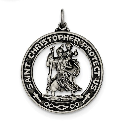 Sterling Silver St. Christopher Medal (38X30MM)