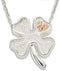 Rhodium-Plated Sterling Silver Four Leaf Clover Pendant Necklace, 12k Rose Gold Black Hills Gold