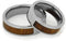 Inlaid Ironwood Comfort-Fit His and Hers Titanium Wedding Band Set, M8.5-F7.5