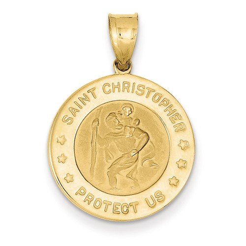 14k Yellow Gold St. Christopher Medal Charm Pendant (28X19 MM)