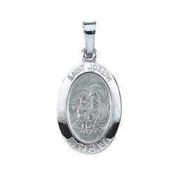 14k White Gold St. Joseph Oval Medal (15x11 MM)