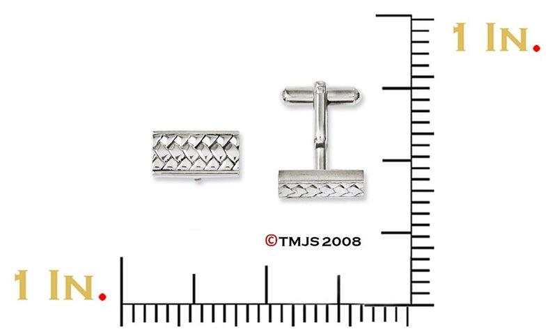 Stainless Steel Woven Textured Rectangle Cuff Links, 18X9MM