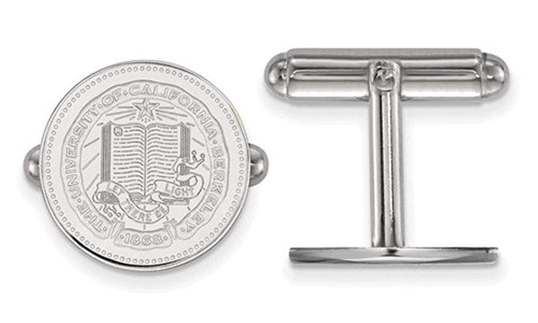 Rhodium-Plated Sterling Silver University Of California Berkeley Crest Cuff Links, 16MM