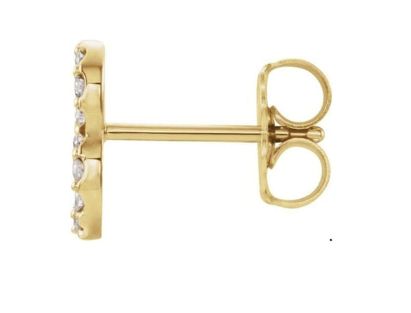 14k Yellow Gold Gold Diamond Letter 'B' Initial Stud Earring (Single Earring) (.10 Ctw, GH Color, I1 Clarity)