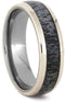 Deer Antler, 14k White Gold 7mm Titanium Comfort-Fit Ring, Size 5