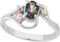 Rhodium-Plated Sterling Silver Small Oval Mystic Fire Topaz Ring, 12k Rose and Green Gold Black Hills Gold, Size 6.5