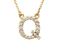 14k Yellow Gold Diamond Initial 'Q' 1/6 Cttw Necklace, 16" (GH Color, I1 Clarity)
