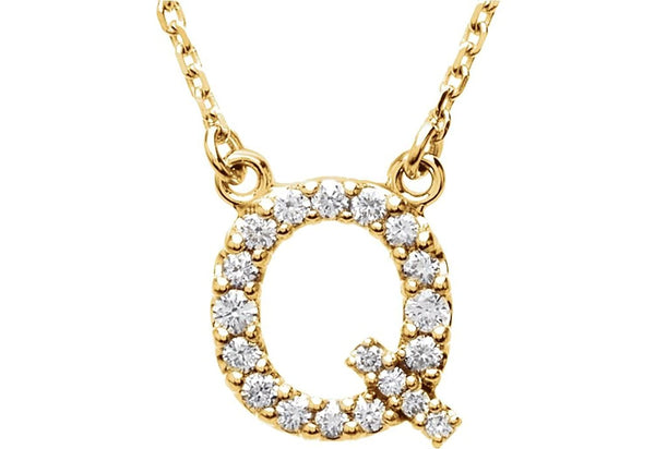 14k Yellow Gold Diamond Initial 'Q' 1/6 Cttw Necklace, 16" (GH Color, I1 Clarity)