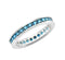 The Men's Jewelry Store (for HER) Aqua Blue CZ Mirror Polished Rhodium Plated Sterling Silver Eternity Ring