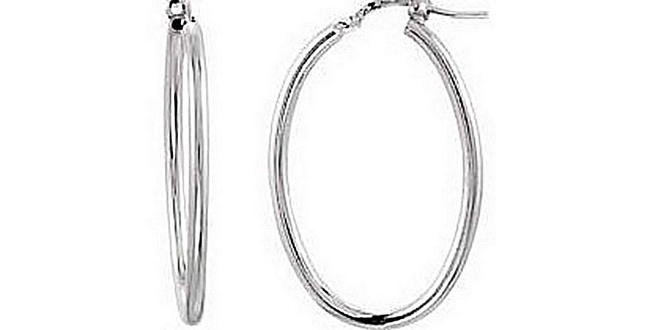 Oval Tube Hoop Earrings, Sterling Silver 18x24mm