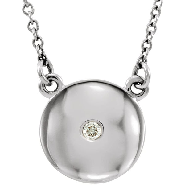 Platinum Diamond Solitaire Round Medallion Pendant Necklace, 16.5" (.02 Cttw)
