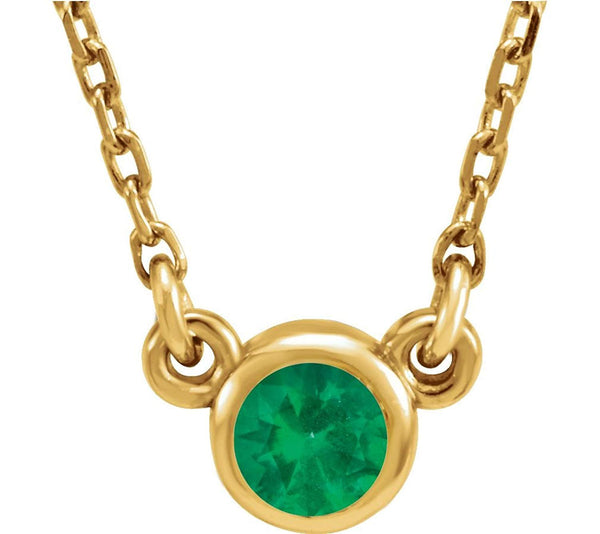 Chatham Created Emerald 14k Yellow Gold Pendant Necklace, 16"