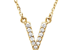 14k Yellow Gold Diamond Initial 'V' 1/8 Cttw Necklace, 16" (GH Color, I1 Clarity)