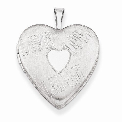Sterling Silver 'Live, Love, Laugh' Heart Locket Necklace, 18"