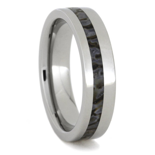 Dinosaur Bone Inlay 6mm Comfort-Fit Titanium Ring