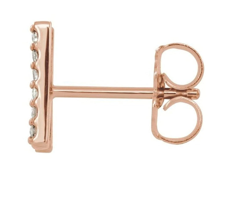 14k Rose Gold Diamond Letter 'N' Initial Stud Earring (Single Earring) (.07 Ctw, GH Color, I1 Clarity)