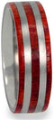 Bloodwood with Two Titanium Pinstripe 10mm Comfort Fit Titanium Band