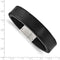 Men's Polished Stainless Steel Black Leather Bracelet, 8.5"