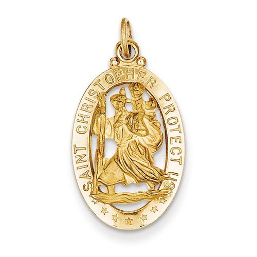 14k Yellow Gold Saint Christopher Medal Pendant (29X15MM)