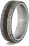 Gibeon Meteorite, Petrified Wood 6mm Comfort-Fit Matte Titanium Band, Size 6.25