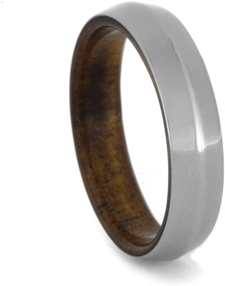 Knife Edge Titanium 5mm Comfort-Fit Koa Wood Band, Size 5