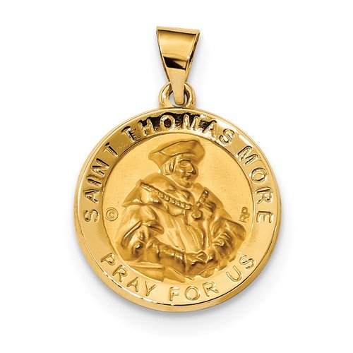 14k Yellow Gold St. Thomas More Hollow Medal Pendant (21.3X18.7MM)