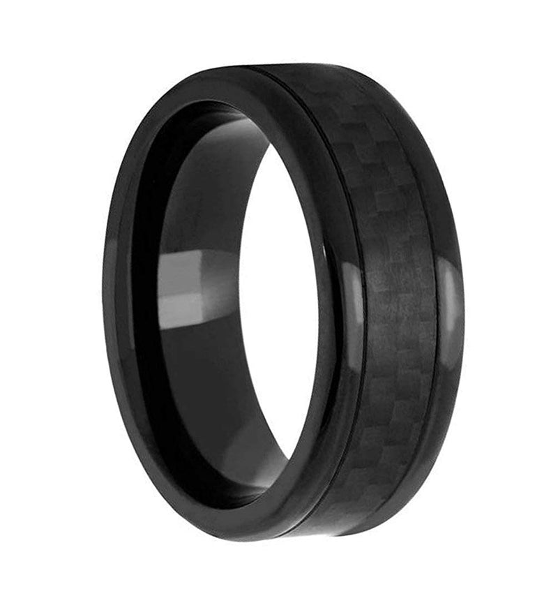 Men's Black IP Cobalt, Black Carbon Fiber 8mm Comfort-Fit Band