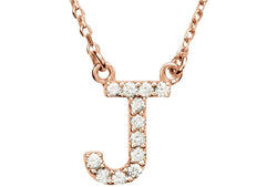 14k Rose Gold Diamond Initial 'J' 1/8 Cttw Necklace, 16" (GH Color, I1 Clarity)