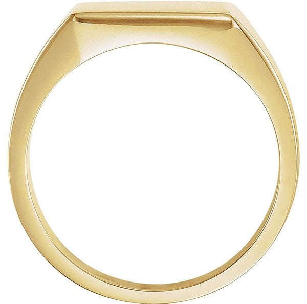 Men's Brushed Signet Semi-Polished 14k Yellow Gold Ring (12mm) Size 6