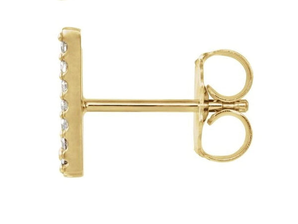 14k Yellow Gold Gold Diamond Letter 'V' Initial Stud Earring (Single Earring) (.04 Ctw, GH Color, I1 Clarity)