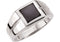 Men's Square Onyx Cabochon Rhodium Plated 14k White Gold Ring, 10.65MM, Size 11