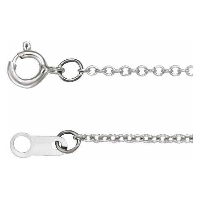 Ave 369 Rhodium-Plated 14k White Gold 1mm Solid Cable Chain Necklace Extender and Safety Chain